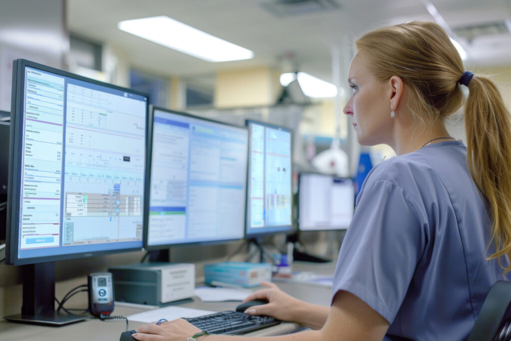 Hospital Computer Workstation With Electronic Health Re