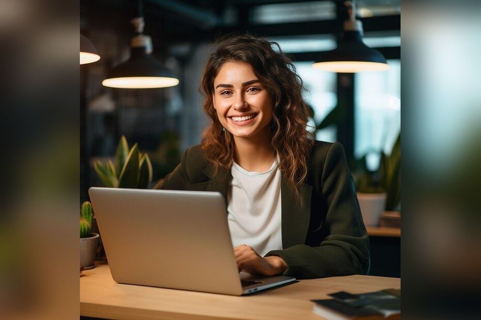New Employee At A Desk With A Laptop